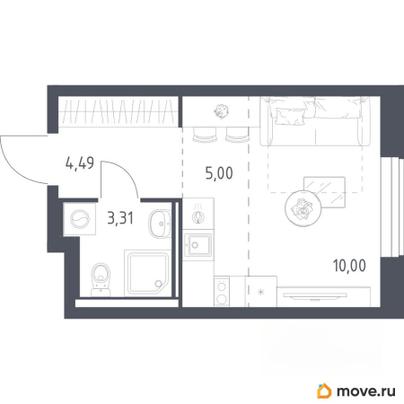 студия, 22.8 м&sup2;