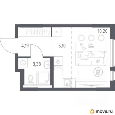 студия, 22.82 м&sup2;