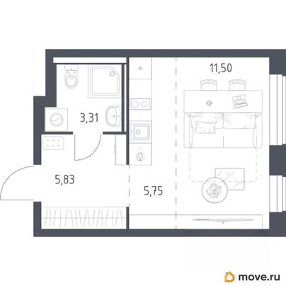 студия, 26.39 м&sup2;