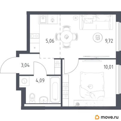 1-комн. квартира, 31.92 м&sup2;
