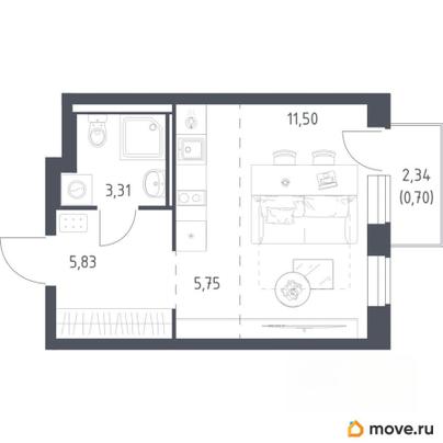 студия, 27.09 м&sup2;