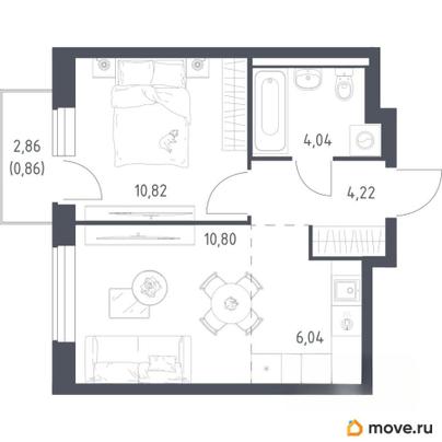 1-комн. квартира, 36.78 м&sup2;