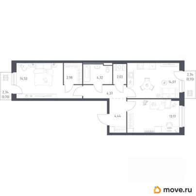 2-комн. квартира, 61.28 м&sup2;