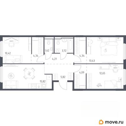 3-комн. квартира, 80.46 м&sup2;