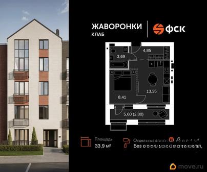 1-комн. квартира, 33.9 м&sup2;