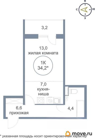 1-комн. квартира, 35.4 м&sup2;