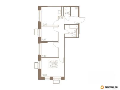 3-комн. квартира, 69.4 м&sup2;