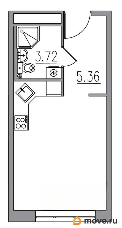 1-комн. апартаменты, 27.02 м&sup2;