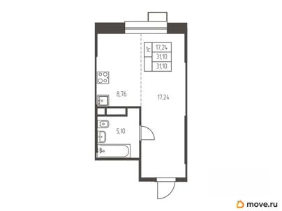 студия, 31.1 м&sup2;