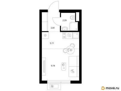 студия, 19.95 м&sup2;