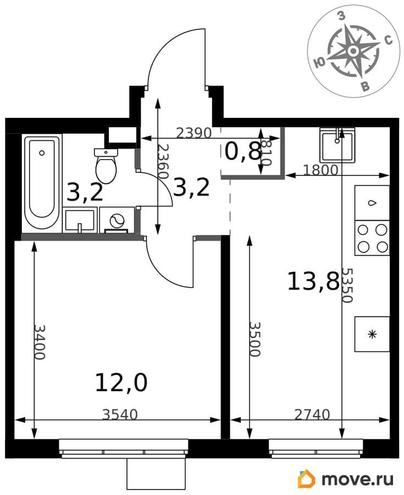 1-комн. квартира, 33 м&sup2;
